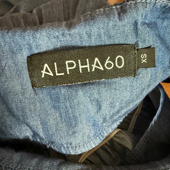 Alpha60 Mini Denim Dress Size XS Sleeveless 100% Cotton Pullover Style - Picture 8 of 9